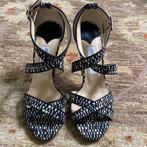 Jimmy Choo black and white strappy heels